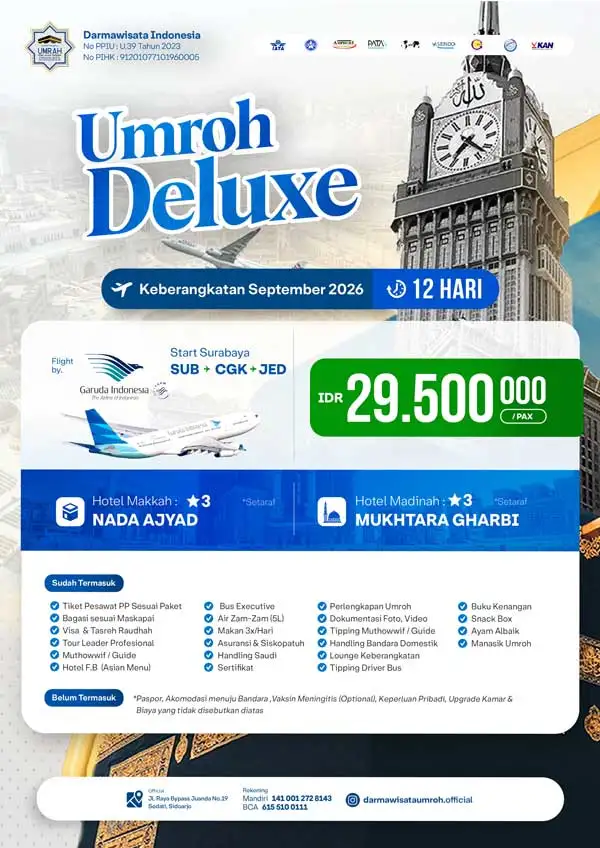 Paket umroh reguler surabaya deluxe 12 hari darmawisata indonesia