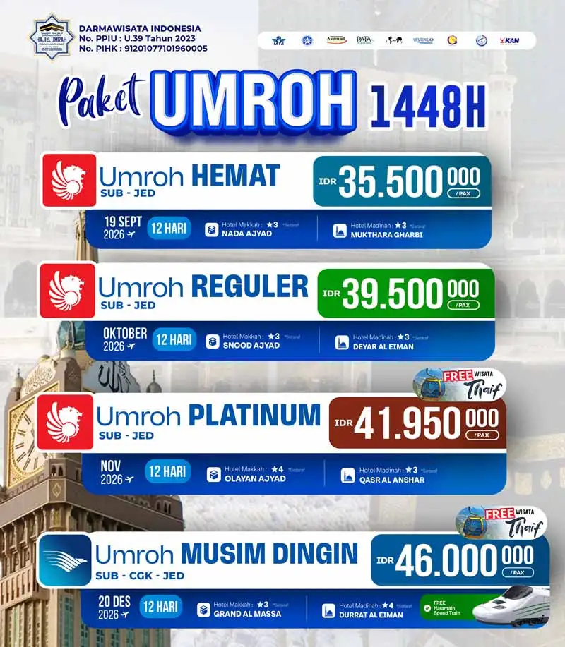 Paket Umroh Reguler Surabaya 1448 H