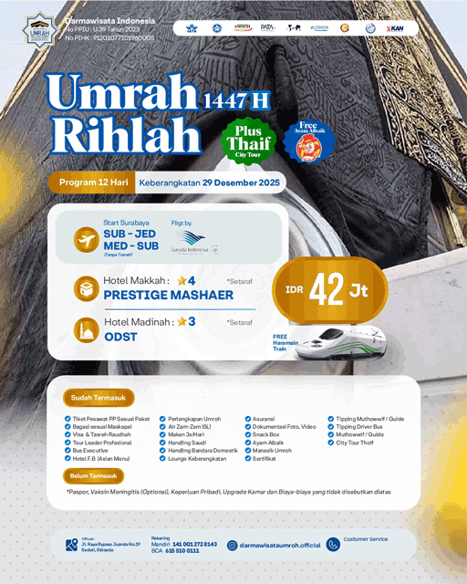 Biaya Umroh Reguler 12 hari rihlah